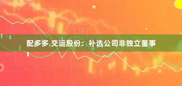配多多 交运股份：补选公司非独立董事